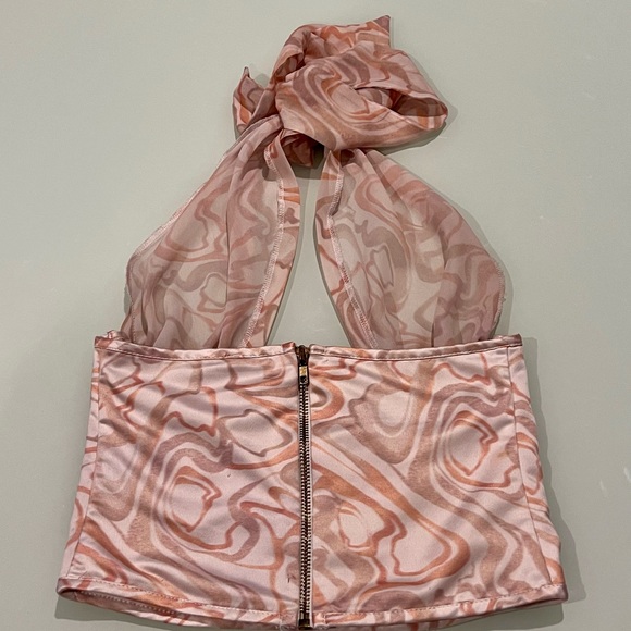 groovy 70’s halter top in pink and white - Picture 2 of 2